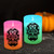 Battery Operated LED Glass Candles with Moving Flame, Color Changing Sugar Skull - Set of 2