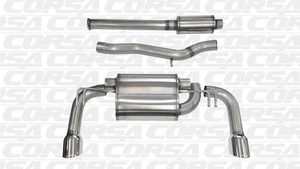 Corsa 08-14 Mitsubishi Lancer Evolution X Sedan 2.0L Polished Sport Dual Rear Cat-Back Exhaust