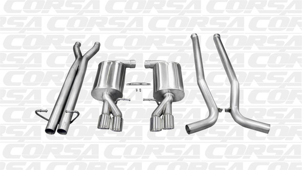Corsa 05-09 Audi B7 Polished Sport 2.5in Cat-Back Dual Rear Exit with Twin Pro-Series Tips