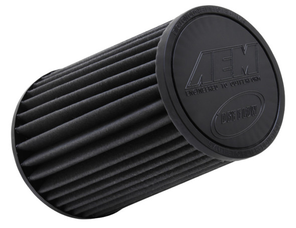 AEM Replacement Universal DryFlow Round Tapered Filter 4in Flg ID/5.125in Top OD/6.5in Base OD/9in H
