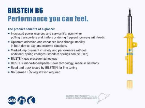 Bilstein B6 84-89 Mercedes-Benz 190D / 84-93 Mercedes-Benz 190E Rear Monotube Shock Absorber