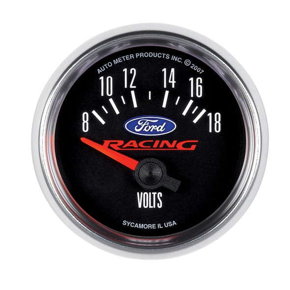 Autometer Ford Racing 52mm Short Sweep Electronic 8-18V Voltmeter Gauge