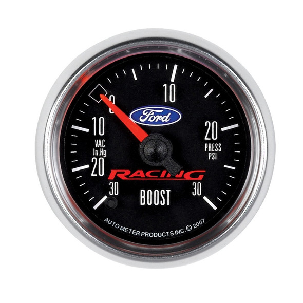Autometer Ford Racing 52mm Full Sweep Electric 30 In Hg-Vac/30 PSI Vacuum/Boost Gauge