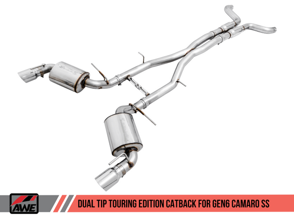 AWE Tuning 16-19 Chevy Camaro SS Non-Resonated Cat-Back Exhaust -Touring Edition (Chrome Silver Tip)
