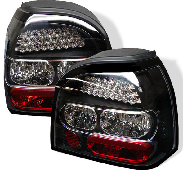 Spyder Volkswagen Golf 93-98 LED Tail Lights Black ALT-YD-VG92-LED-BK