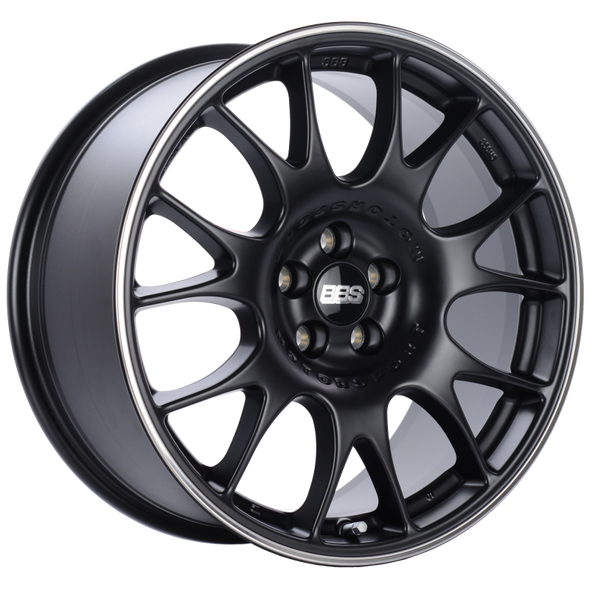 BBS CH 19x8.5 5x100 ET30 Satin Black Polished Rim Protector Wheel -70mm PFS/Clip Required