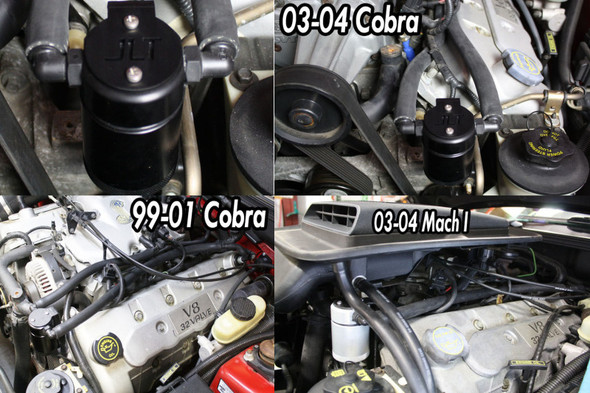 JLT 99-04 Ford Mustang SVT Cobra Driver Side Oil Separator 3.0 - Black Anodized