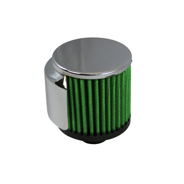Green Filter Breather Inlet (Push-in Cylinder) w/SS Deflector Shield - OD 1.25in. / H 2.5in.