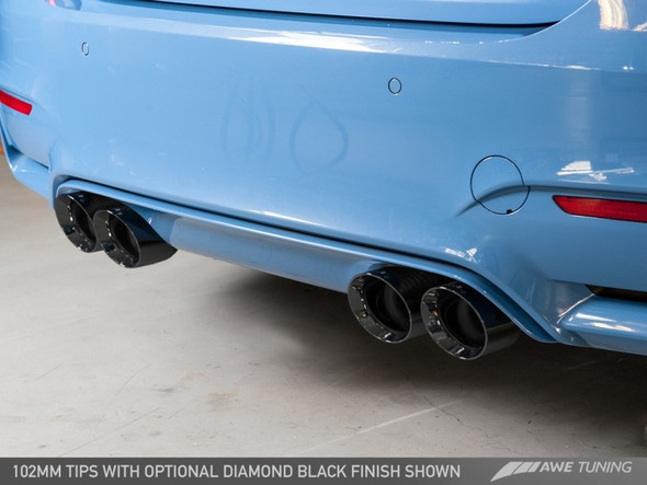 AWE Tuning BMW F8X M3/M4 Non-Resonated Track Edition Exhaust - Diamond Black Tips (102mm)