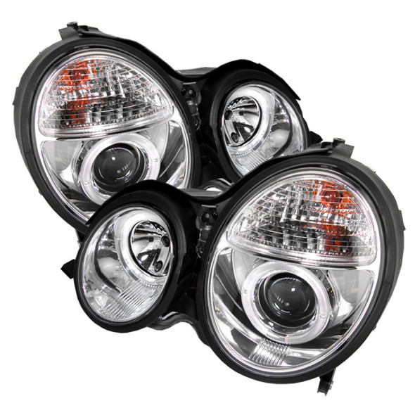 Spyder Mercedes Benz E-Class 00-02 Projector Headlights LED Halo Chrm PRO-YD-MBW21099-HL-C