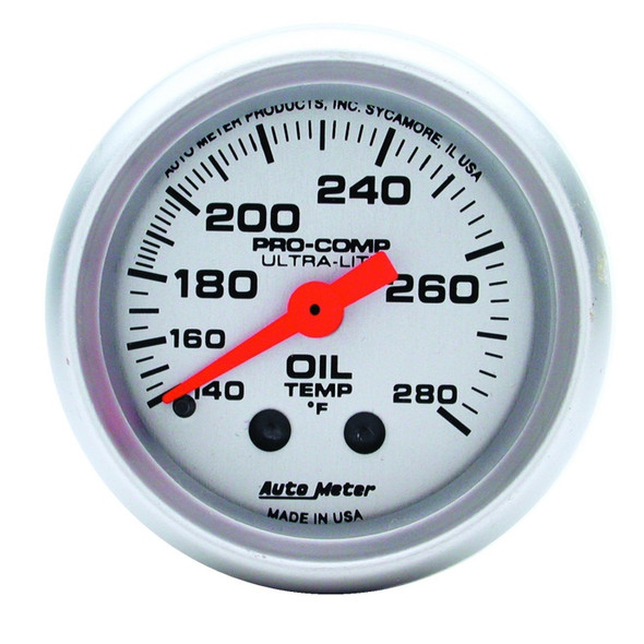 Autometer Ultra-Lite 52mm 140-280 Deg F Mechanical Oil Temp Gauge