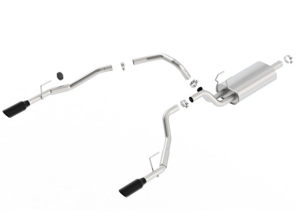 Borla 09-17 Ram 1500 5.7L 3in-2.5in Dual Out Pipe 4in Tip Black Chrome Cat-Back Touring Exhaust