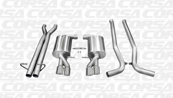 Corsa 05-09 Audi B7 Polished Sport 2.5in Cat-Back Dual Rear Exit with Twin Pro-Series Tips