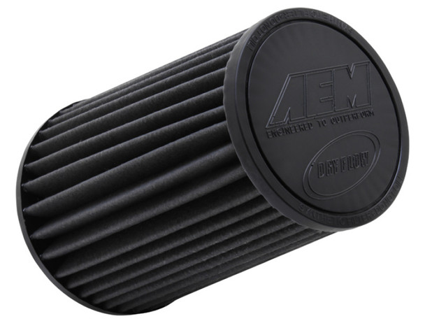 AEM Replacement Universal DryFlow Round Tapered Filter 4in Flg ID/5.125in Top OD/6.5in Base OD/9in H