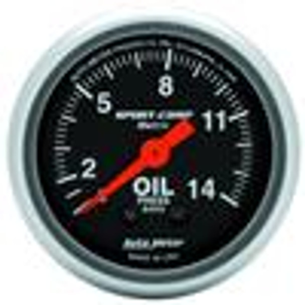 Autometer Sport Comp 52.4 mm Mechanical 0-14 Kg/ Cm2 Oil Pressure Metric Gauge