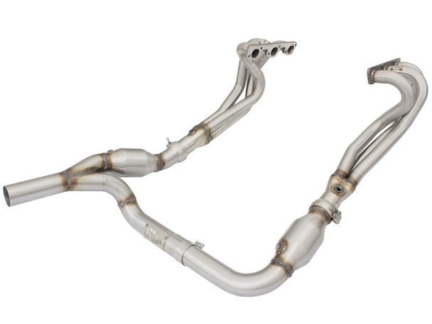 aFe Power Twisted Steel Headers & Y-Pipe w/ Cat SS 2.5in 07-11 Jeep Wrangler (JK) V6 3.6L