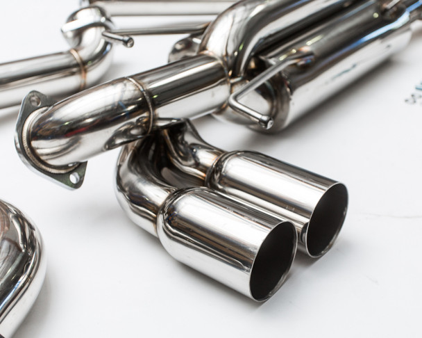 AP Subaru 08+ STi/11+ WRX Stainless Steel Polished Tip C/B Exhaust (FITS HATCHBACK ONLY)