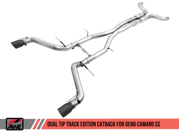 AWE Tuning 16-19 Chevy Camaro SS Non-Resonated Cat-Back Exhaust - Track Edition (Diamond Black Tips)