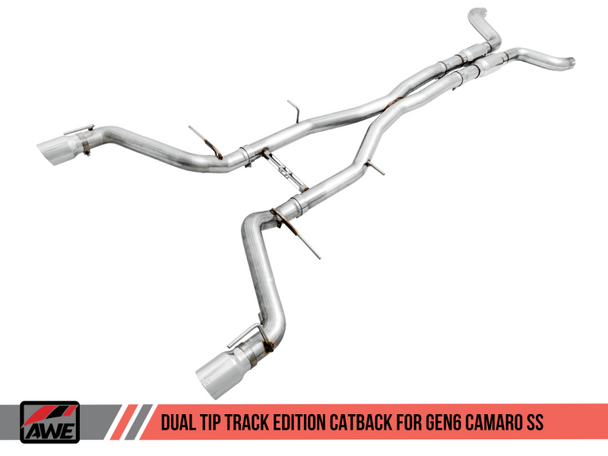 AWE Tuning 16-18 Chevy Camaro SS Resonated Cat-Back Exhaust - Track Edition (Chrome Silver Tips)