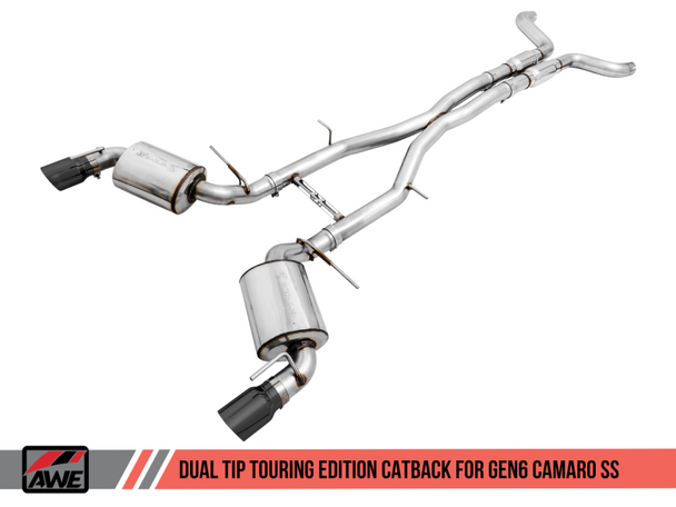 AWE Tuning 16-19 Chevy Camaro SS Resonated Cat-Back Exhaust - Touring Edition (Diamond Black Tips)