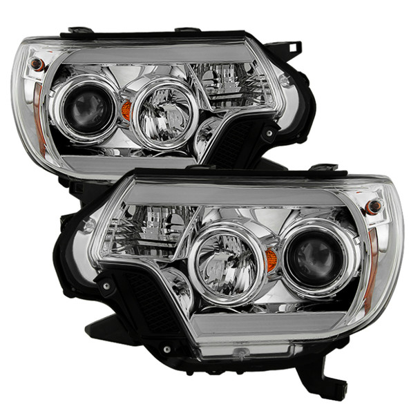 Spyder Toyota Tacoma 12-16 Projector Headlights Light Bar DRL Chrome PRO-YD-TT12-LBDRL-C