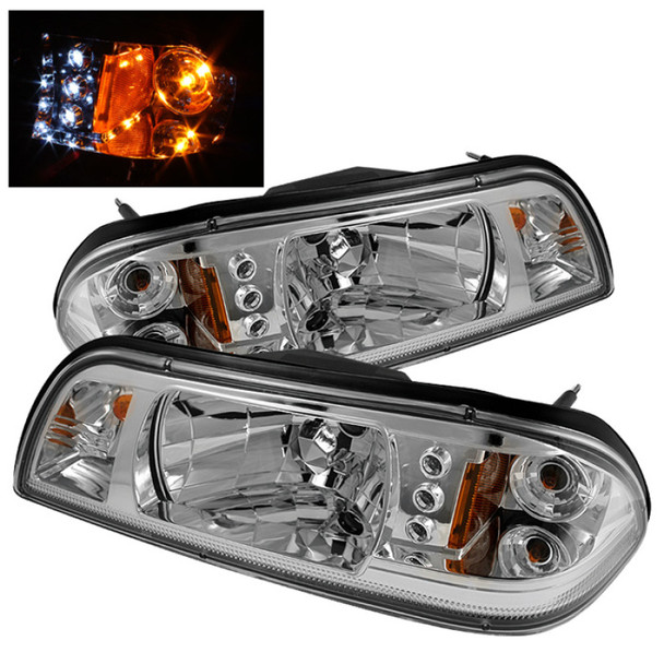 Spyder Ford Mustang 87-93 1PC LED (Replaceable LEDs)Crystal Headlights Chrome HD-YD-FM87-1PC-LED-C