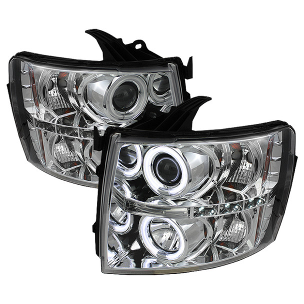 Spyder Chevy Silverado 1500/2500 07-13 Projector Headlights CCFL Halo LED Chrm PRO-YD-CS07-CCFL-C