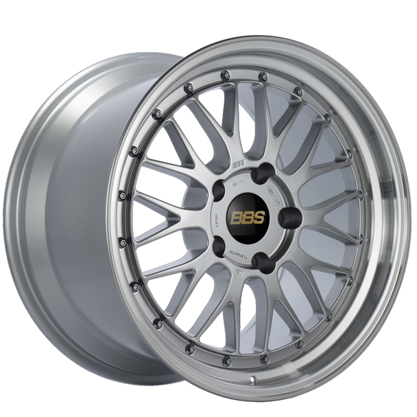 BBS LM 18x9.5 5x112 ET32 Diamond Silver Center Diamond Cut Lip Wheel -82mm PFS/Clip Required