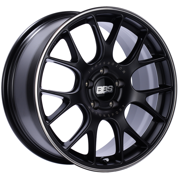 BBS CH-R 18x8.5 5x112 ET47 Satin Black Polished Rim Protector Wheel -82mm PFS/Clip Required