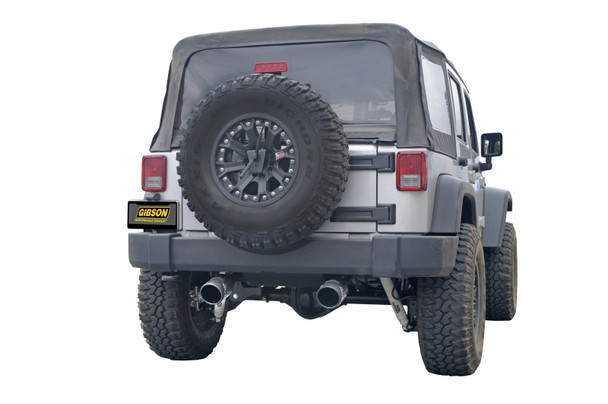 Gibson 10-11 Jeep Wrangler JK Rubicon 3.8L 2.5in Metal Mulisha Cat-Back Dual Exhaust - Black Ceramic