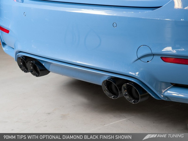 AWE Tuning BMW F8X M3/M4 Non-Resonated Track Edition Exhaust - Diamond Black Tips (90mm)