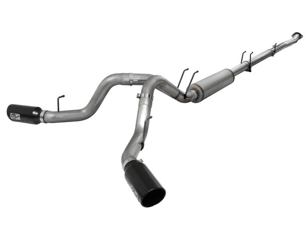 aFe MACHForce XP SS Exhaust 4in Downpipe Back Dual Side Exit w/6in Black Tips 11-14 Ford TD V8 6.7