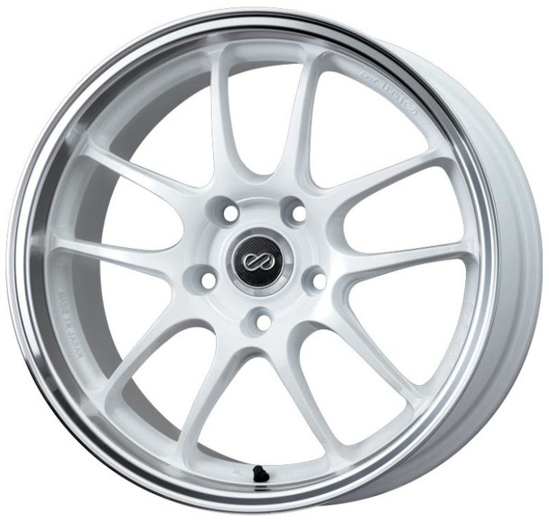 Enkei PF01SS 17x8 5x114.3 50mm Offset 75mm Bore Diameter White w/ Machined Lip