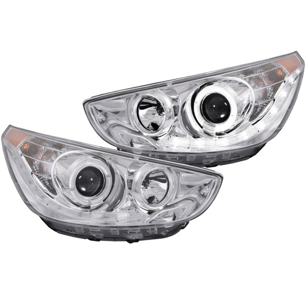 ANZO 2012-2015 Honda Civic Projector Headlights w/ Plank Style Design Chrome