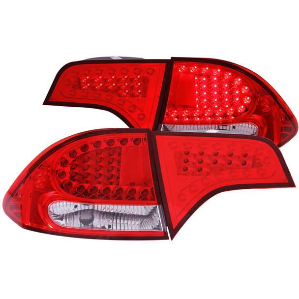 ANZO 2006-2011 Honda Civic LED Taillights Red/Clear