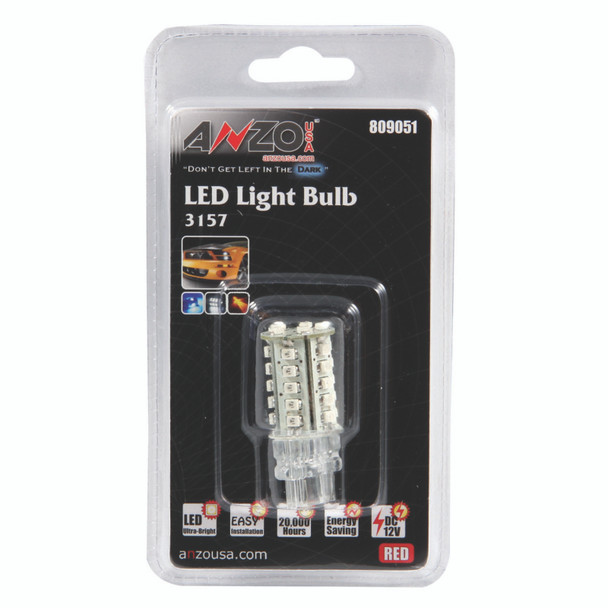 ANZO LED Bulbs Universal 3157 Red - 30 LEDs 2in Tall
