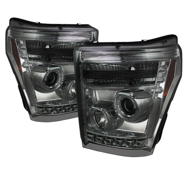 Spyder Ford Super Duty 11-15 Projector Headlights CCFL Halo DRL Smke Low 9006 PRO-YD-FS11-CCFL-SM