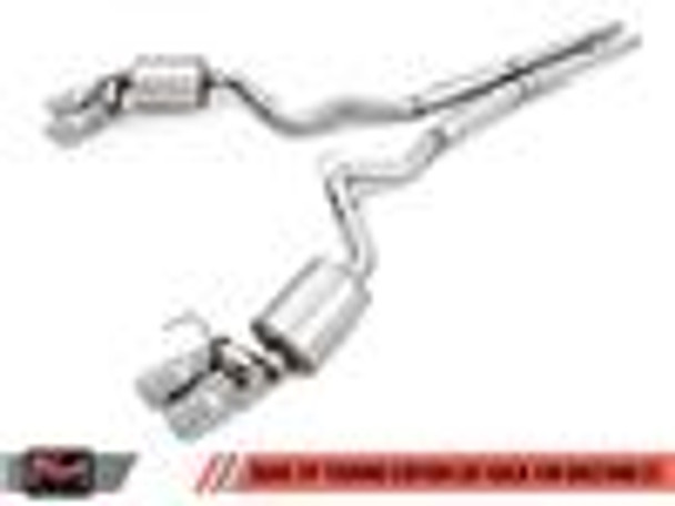 AWE Tuning S550 Mustang GT Cat-Back Exhaust - Touring Edition - GT350 Valance (Chrome Silver Tips)