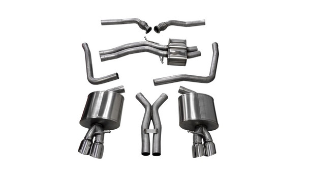 Corsa 08-14 Audi B8 Polished Sport 2.5in Cat-Back Dual Rear Exit with Twin Pro-Series Tips