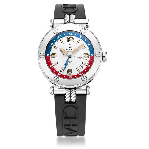 CHARRIOL ST TROPEZ GMT WATCH WHITE AND STEEL [SG41AS 142 A02] 