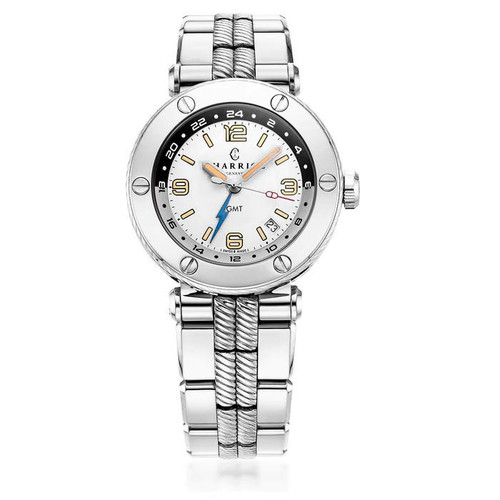 CHARRIOL ST TROPEZ GMT WATCH WHITE AND STEEL [SG41AS 930 A01] 