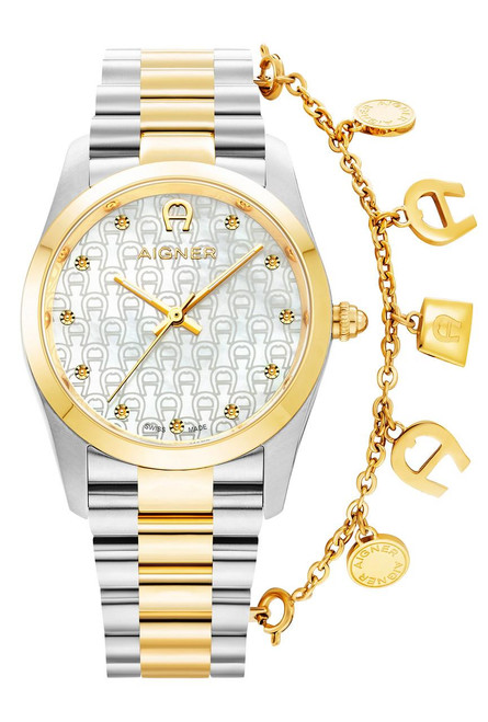 AIGNER Aigner Watch [AGW.237001], luxury two-tone gold and silver wristwatch with a patterned dial and gold accents.