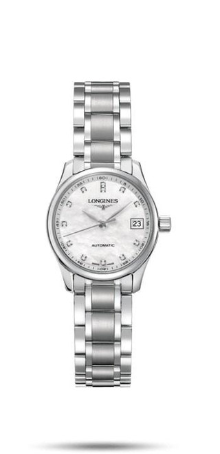 Longines The Longines Master Collection [L2.128.4.87.6], stainless steel wristwatch with a white dial, date display, and automatic movement.