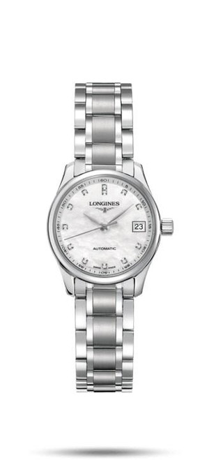 Longines The Longines Master Collection [L2.128.4.87.6], stainless steel wristwatch with a white dial, date display, and automatic movement.