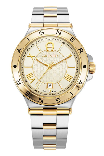 AIGNER Aigner Watch [AGW.243003], luxury wristwatch with a gold and silver two-tone band and a round gold bezel.
