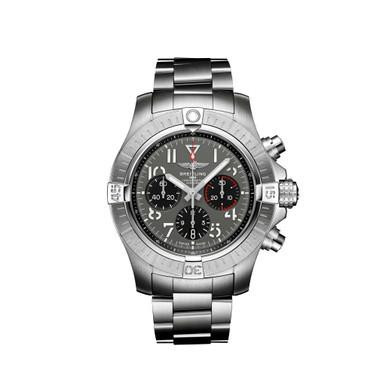 BREITLING [AB01821A1B1A1], men's stainless steel chronograph watch with a black dial, silver-tone subdials, and a tachymeter bezel.