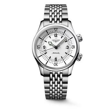 LONGINES Sport HydroConquest [L3.764.4.16.6], stainless steel wristwatch with white dial, luminous hands, and bracelet, water-resistant luxury sports watch