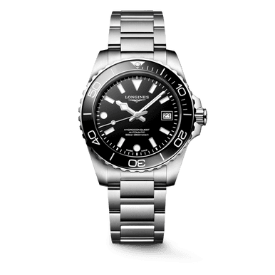 LONGINES Longines HydroConquest [L3.779.4.56.6], stainless steel dive watch with black dial, rotating bezel, and date display.