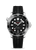 Omega Seamaster Diver 300M Co-Axial Master Chronometer, black dial with wave pattern, luminous hour markers, rotating bezel, and black rubber strap.
