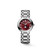 LONGINES PRIMALUNA [L8.115.4.92.6], elegant women's wristwatch with a stainless steel bracelet, deep red dial, Roman numeral hour markers, date window, and moon phase complication.